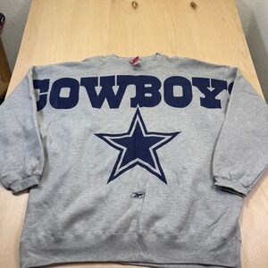 Vintage Reebok Dallas Cowboys Crewneck Sweatshirt‎ NFL Football Gray 2XL XXL